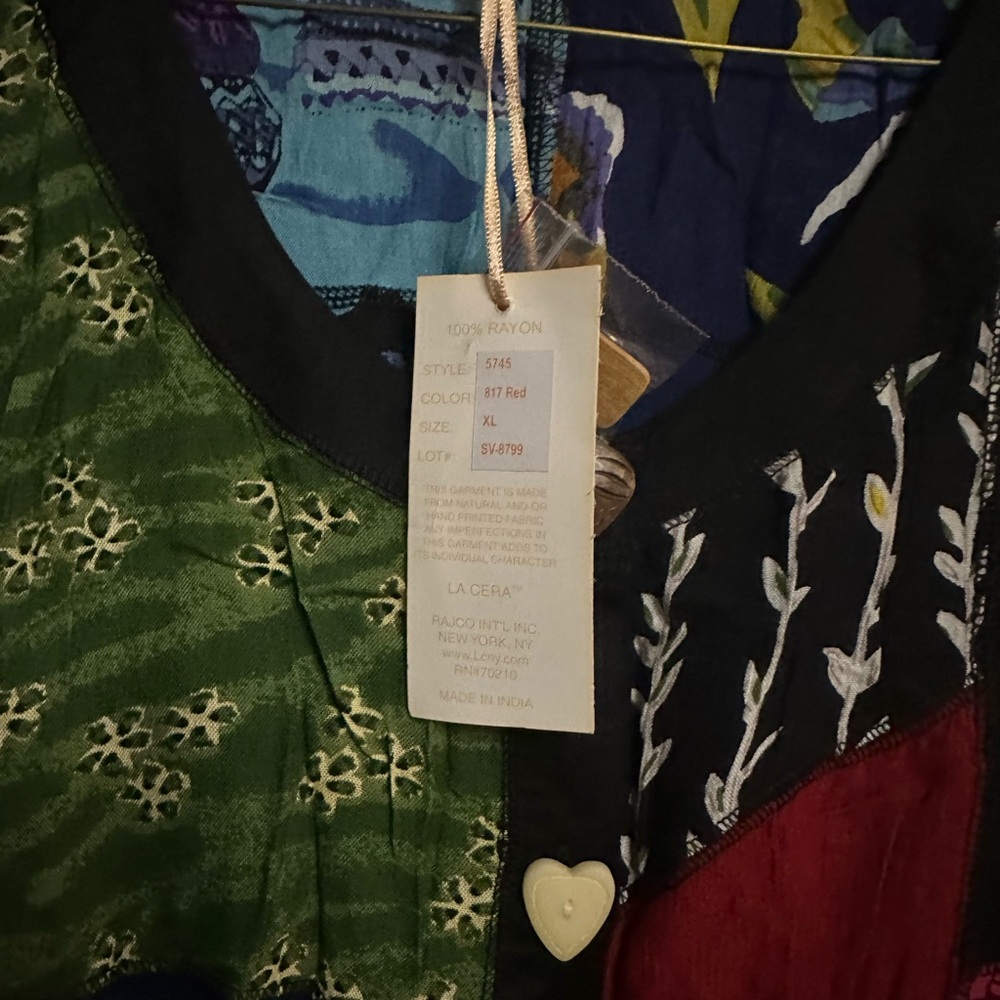 la cera Colorful Patchwork Button-Up Top NWT - Picture 4 of 5